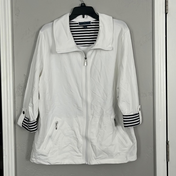 KAREN SCOTT Women’s Plus Size French Terry Jacket black/white size XL - Picture 2 of 7